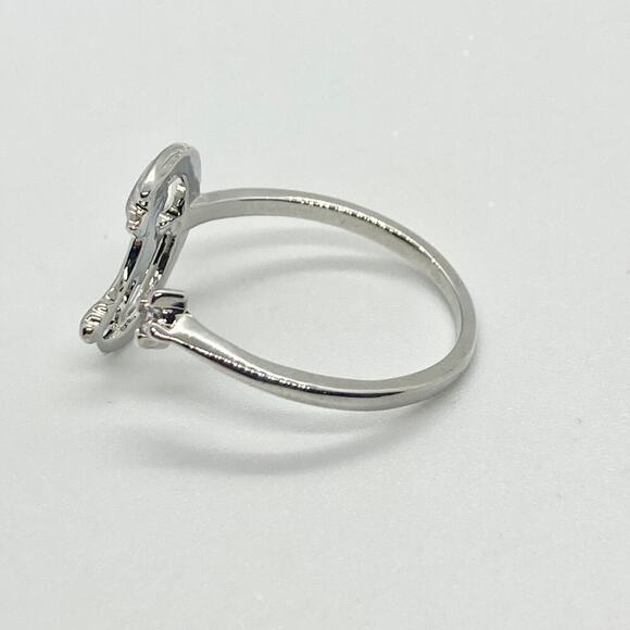 Adjustable Silver Tone Crescent Moon Witch Ring with CZ Stone - Picture 5 of 9